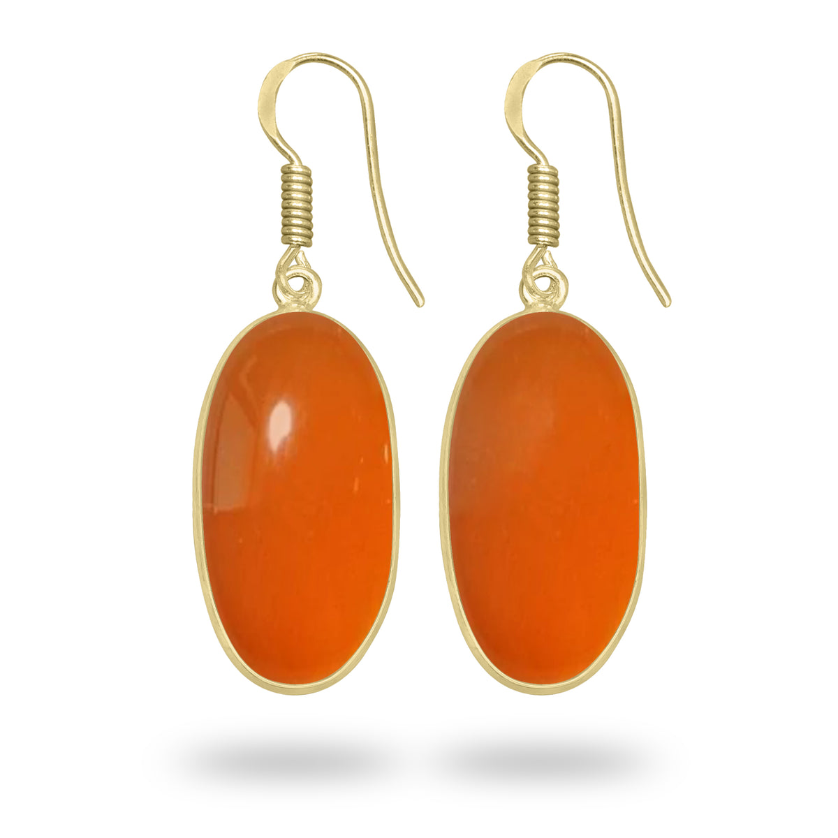 Carnelian Earrings – 18K Gold-Plated Bezel, Handmade Minimal Design | Made to Order