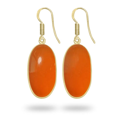 Carnelian Earrings – 18K Gold-Plated Bezel, Handmade Minimal Design | Made to Order