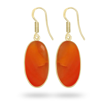 Carnelian Earrings – 18K Gold-Plated Bezel, Handmade Minimal Design | Made to Order