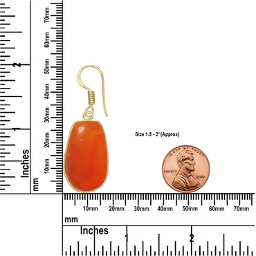 Carnelian Earrings – 18K Gold-Plated Bezel, Handmade Minimal Design | Made to Order