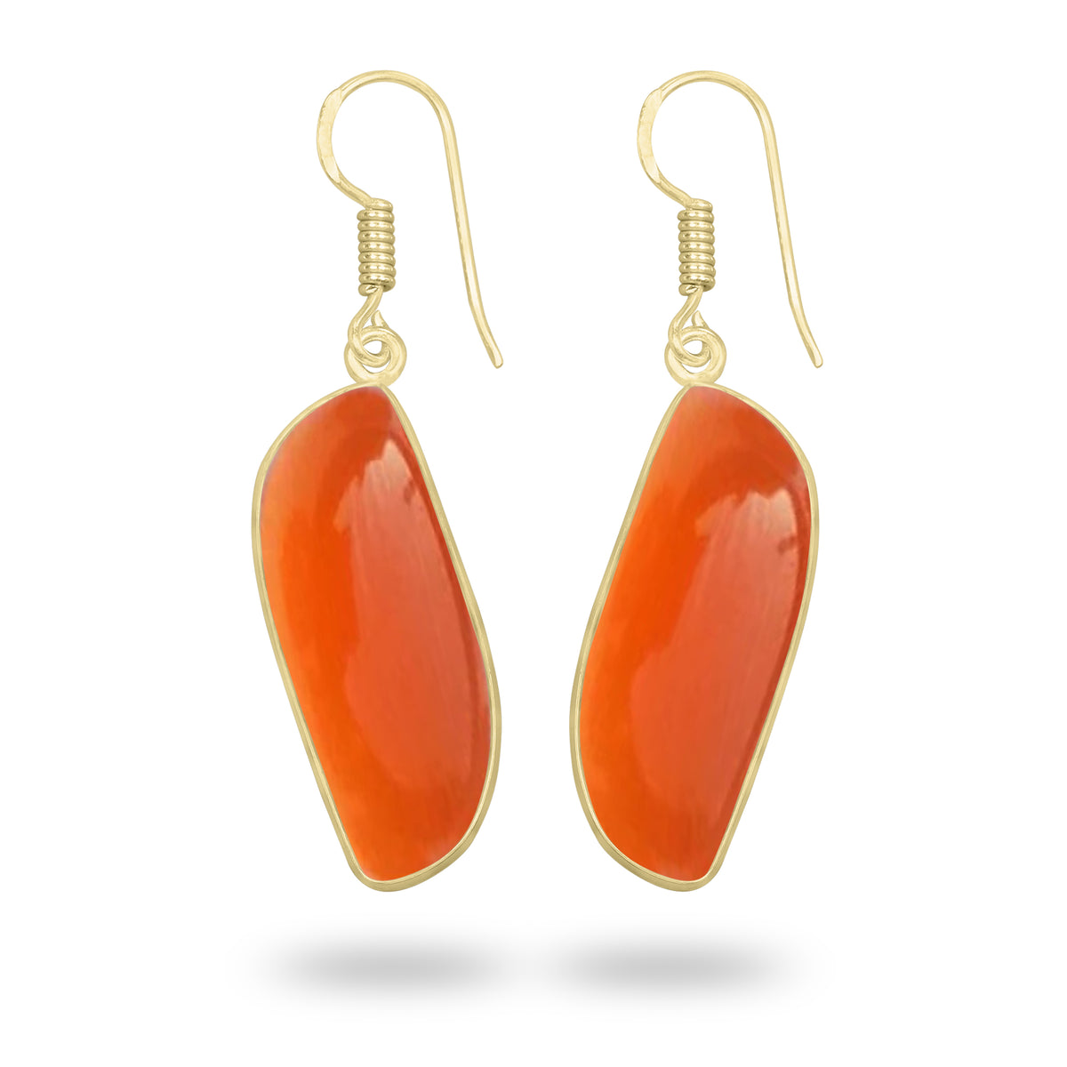 Carnelian Earrings – 18K Gold-Plated Bezel, Handmade Minimal Design | Made to Order