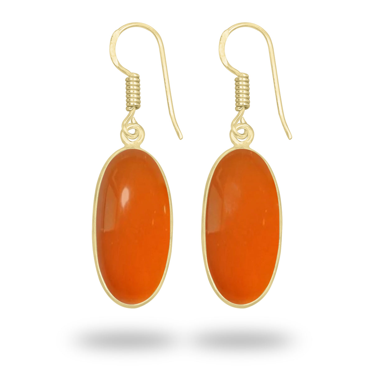 Carnelian Earrings – 18K Gold-Plated Bezel, Handmade Minimal Design | Made to Order