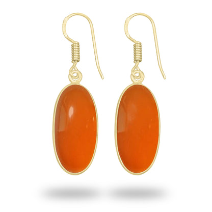 Carnelian Earrings – 18K Gold-Plated Bezel, Handmade Minimal Design | Made to Order