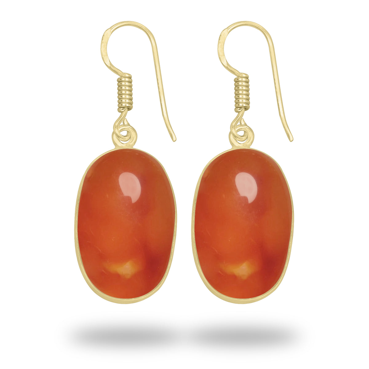 Carnelian Earrings – 18K Gold-Plated Bezel, Handmade Minimal Design | Made to Order