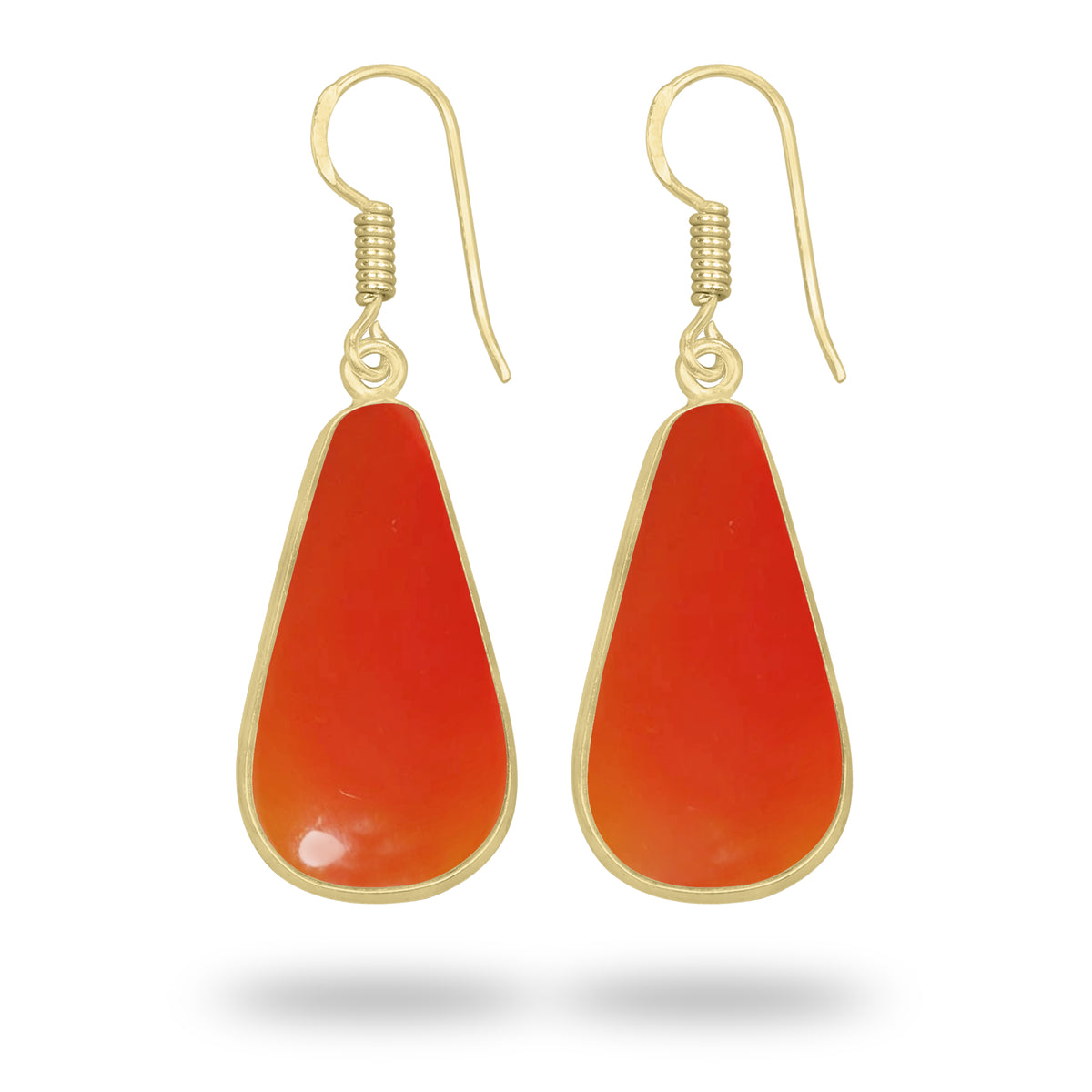 Carnelian Earrings – 18K Gold-Plated Bezel, Handmade Minimal Design | Made to Order