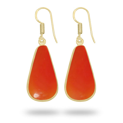 Carnelian Earrings – 18K Gold-Plated Bezel, Handmade Minimal Design | Made to Order