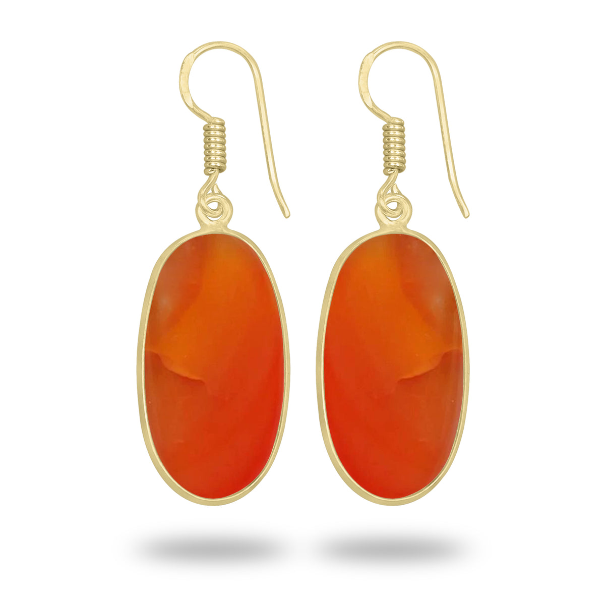 Carnelian Earrings – 18K Gold-Plated Bezel, Handmade Minimal Design | Made to Order