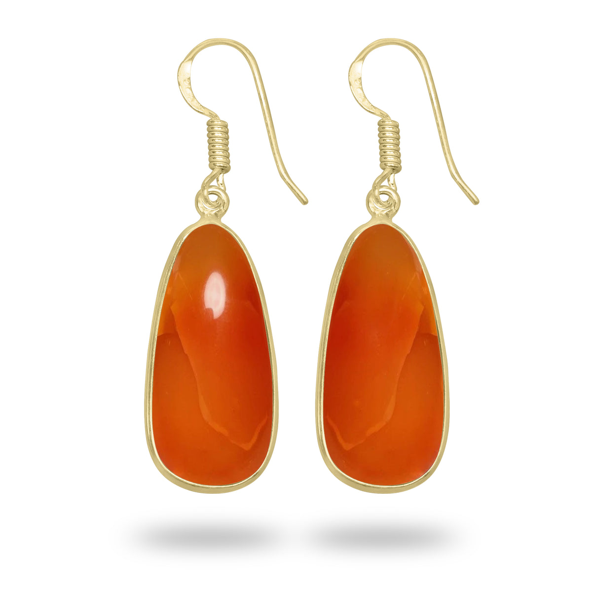 Carnelian Earrings – 18K Gold-Plated Bezel, Handmade Minimal Design | Made to Order