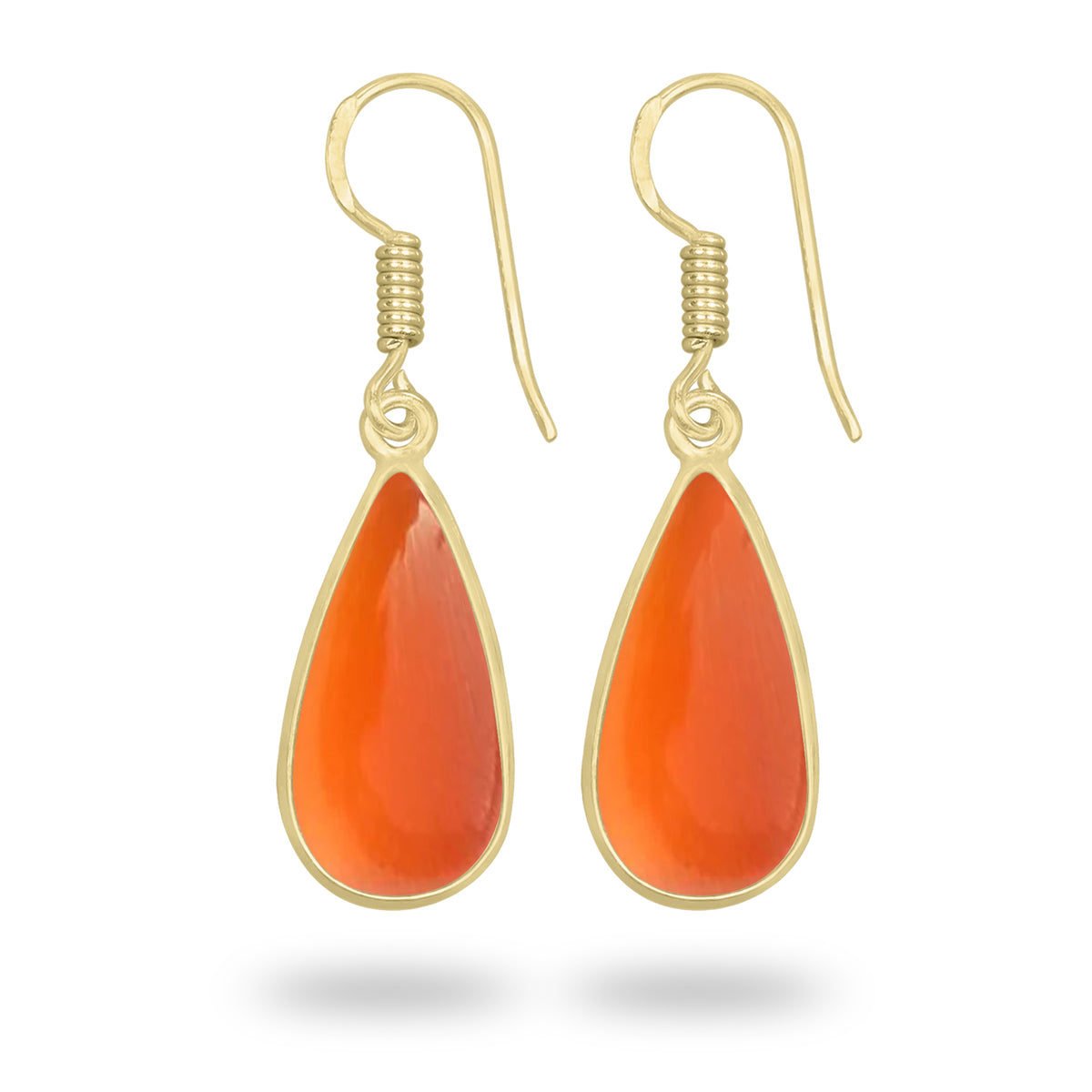 Carnelian Earrings – 18K Gold-Plated Bezel, Handmade Minimal Design | Made to Order