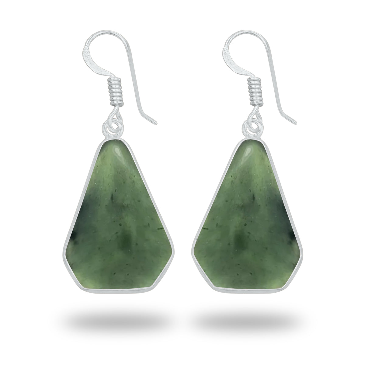 Nephrite Jade Earrings – Silver-Plated Bezel, Handmade Minimal