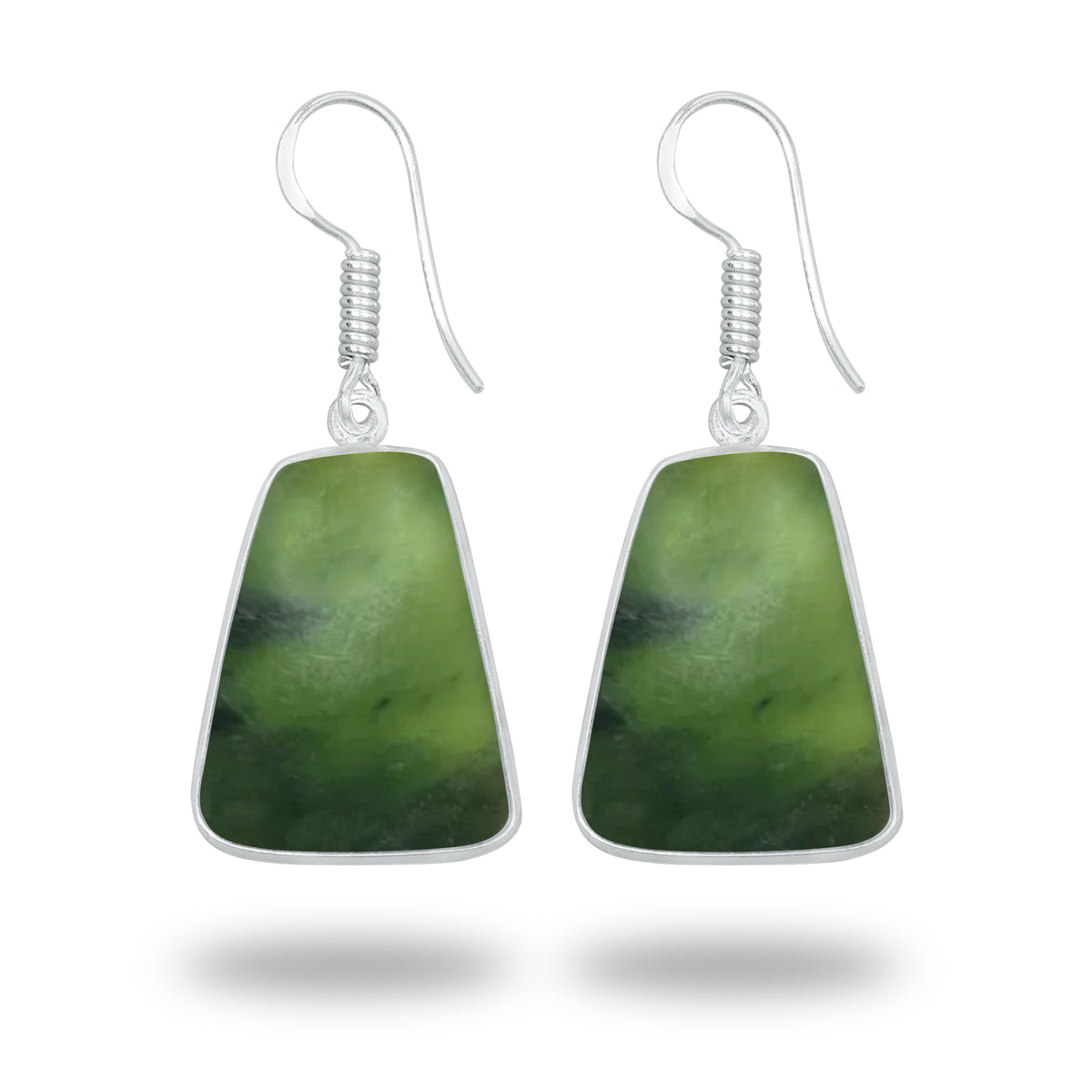 Nephrite Jade Earrings – Silver-Plated Bezel, Handmade Minimal