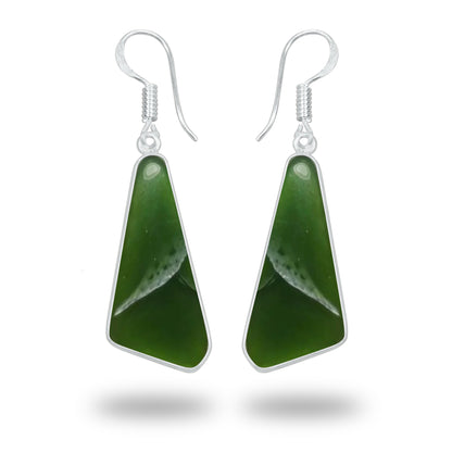 Nephrite Jade Earrings – Silver-Plated Bezel, Handmade Minimal