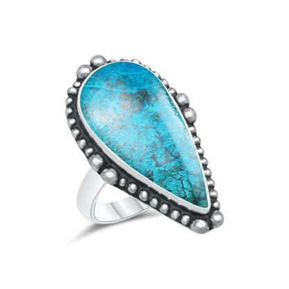 Azurite Chrysocolla Rings – Silver-Plated, Handmade, Ocean Blue (US Sizes 6–10, Non-Adjustable) | Wholesale