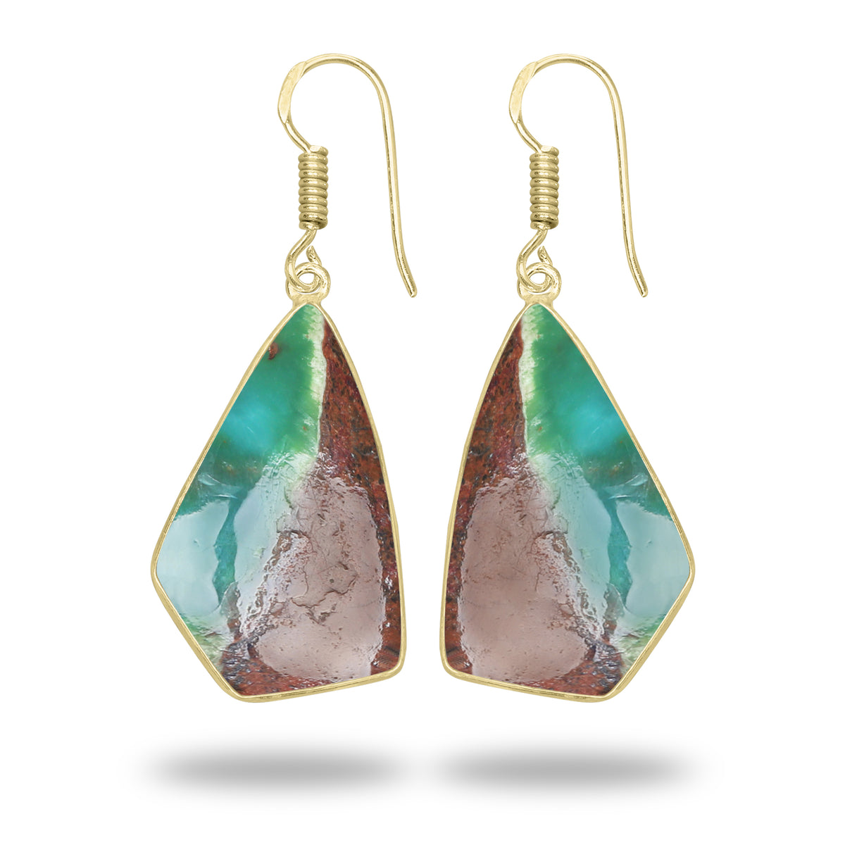 Chrysoprase Earrings – 18K Gold-Plated Bezel, Handmade Minimal Design | Made to Order