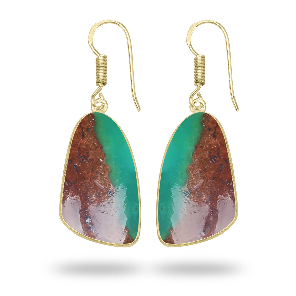 Chrysoprase Earrings – 18K Gold-Plated Bezel, Handmade Minimal Design | Made to Order