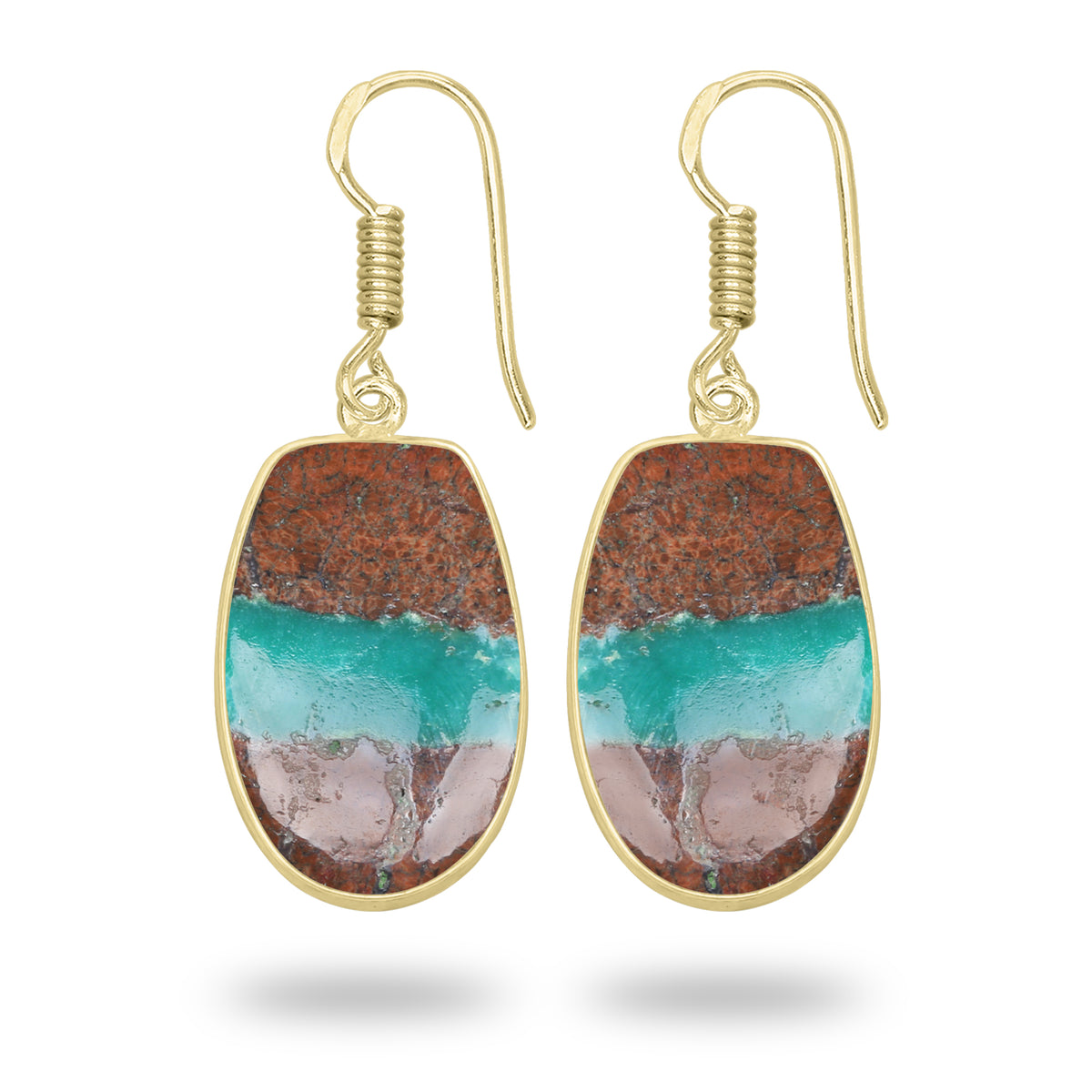 Chrysoprase Earrings – 18K Gold-Plated Bezel, Handmade Minimal Design | Made to Order