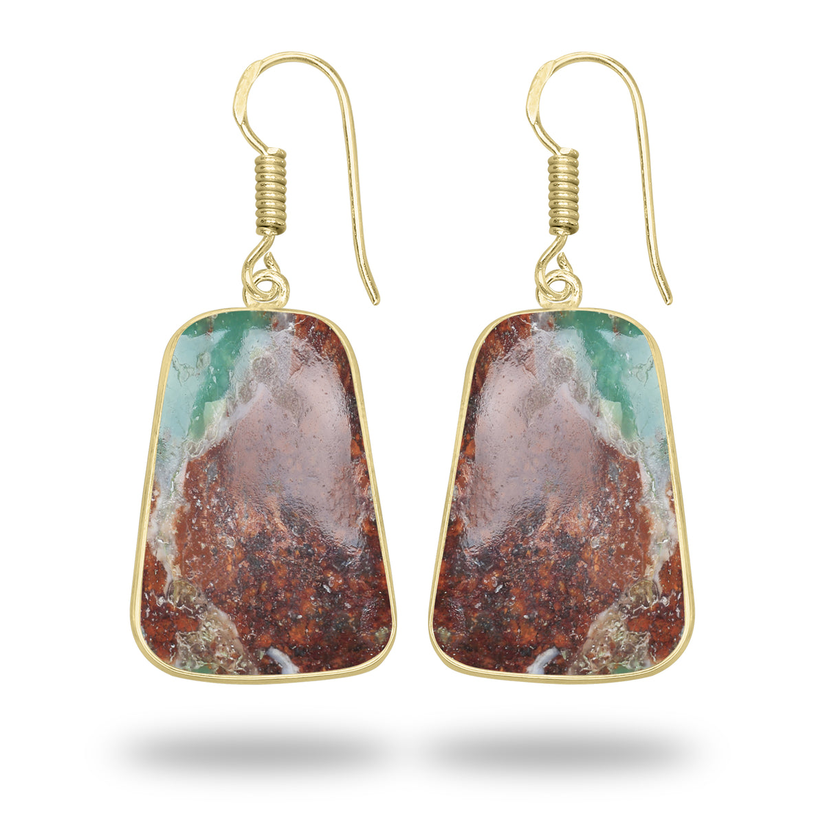 Chrysoprase Earrings – 18K Gold-Plated Bezel, Handmade Minimal Design | Made to Order