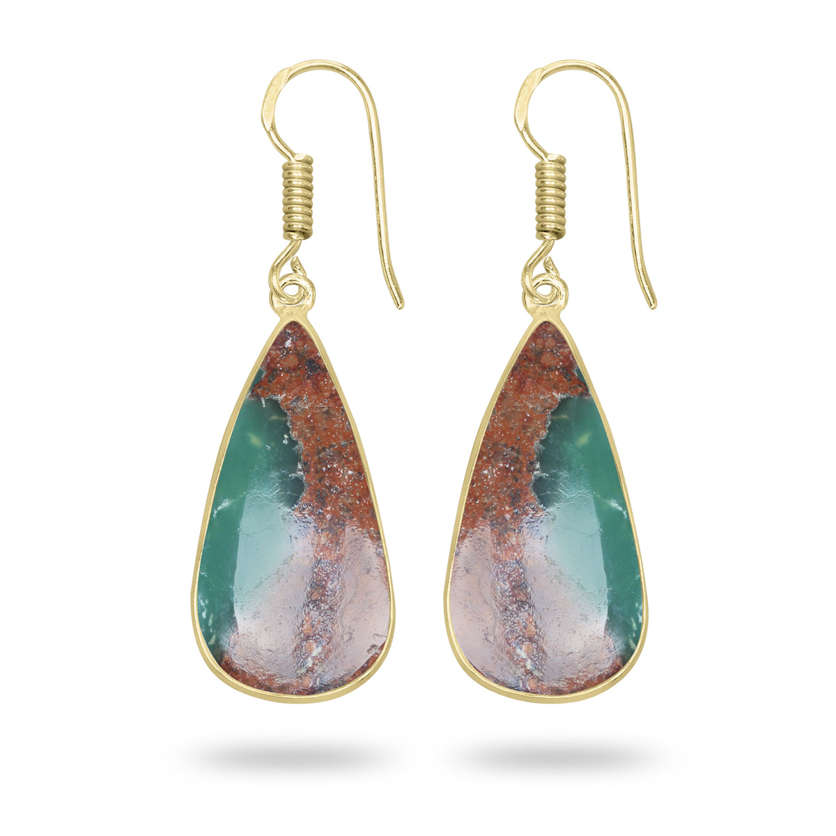 Chrysoprase Earrings – 18K Gold-Plated Bezel, Handmade Minimal Design | Made to Order