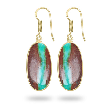 Chrysoprase Earrings – 18K Gold-Plated Bezel, Handmade Minimal Design | Made to Order