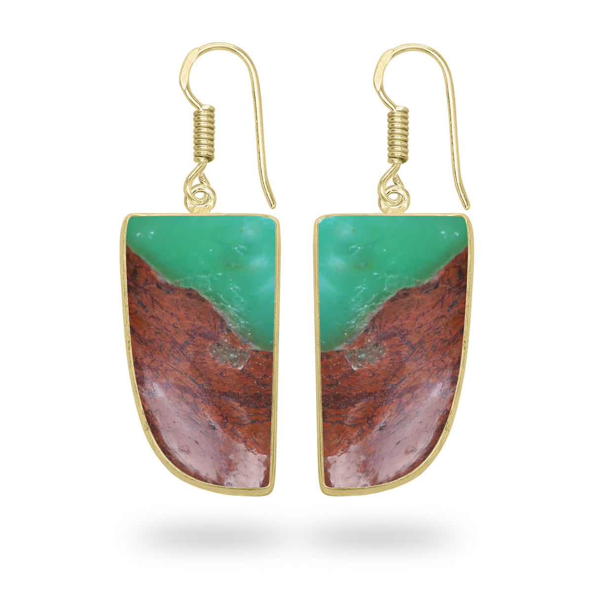 Chrysoprase Earrings – 18K Gold-Plated Bezel, Handmade Minimal Design | Made to Order