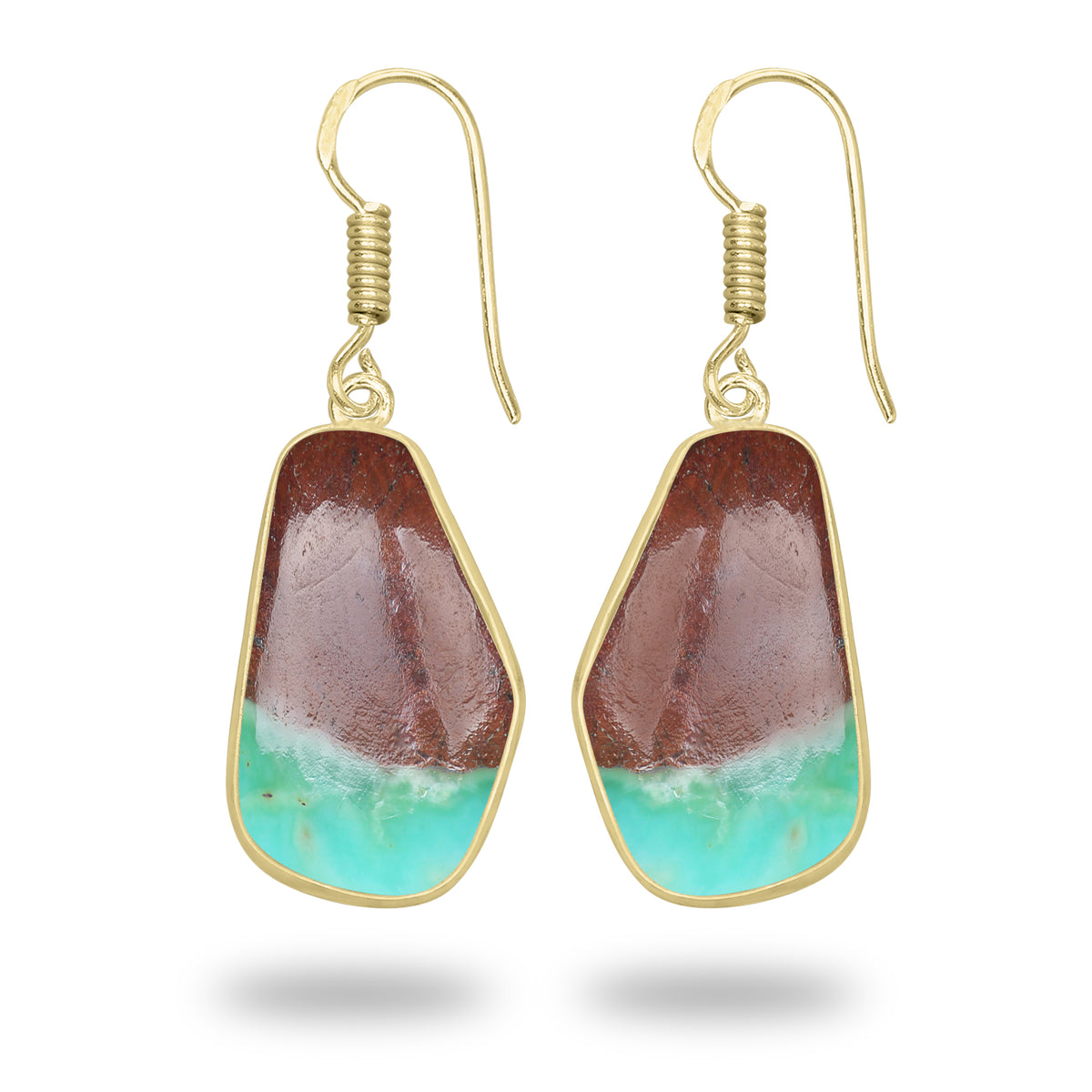 Chrysoprase Earrings – 18K Gold-Plated Bezel, Handmade Minimal Design | Made to Order