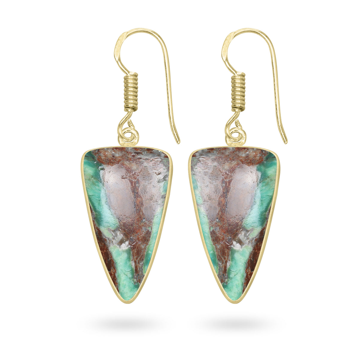Chrysoprase Earrings – 18K Gold-Plated Bezel, Handmade Minimal Design | Made to Order