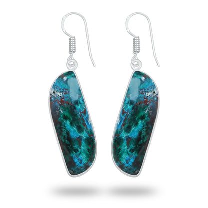 Chrysocolla Earrings – Silver-Plated Bezel, Handmade Design | Made to Order
