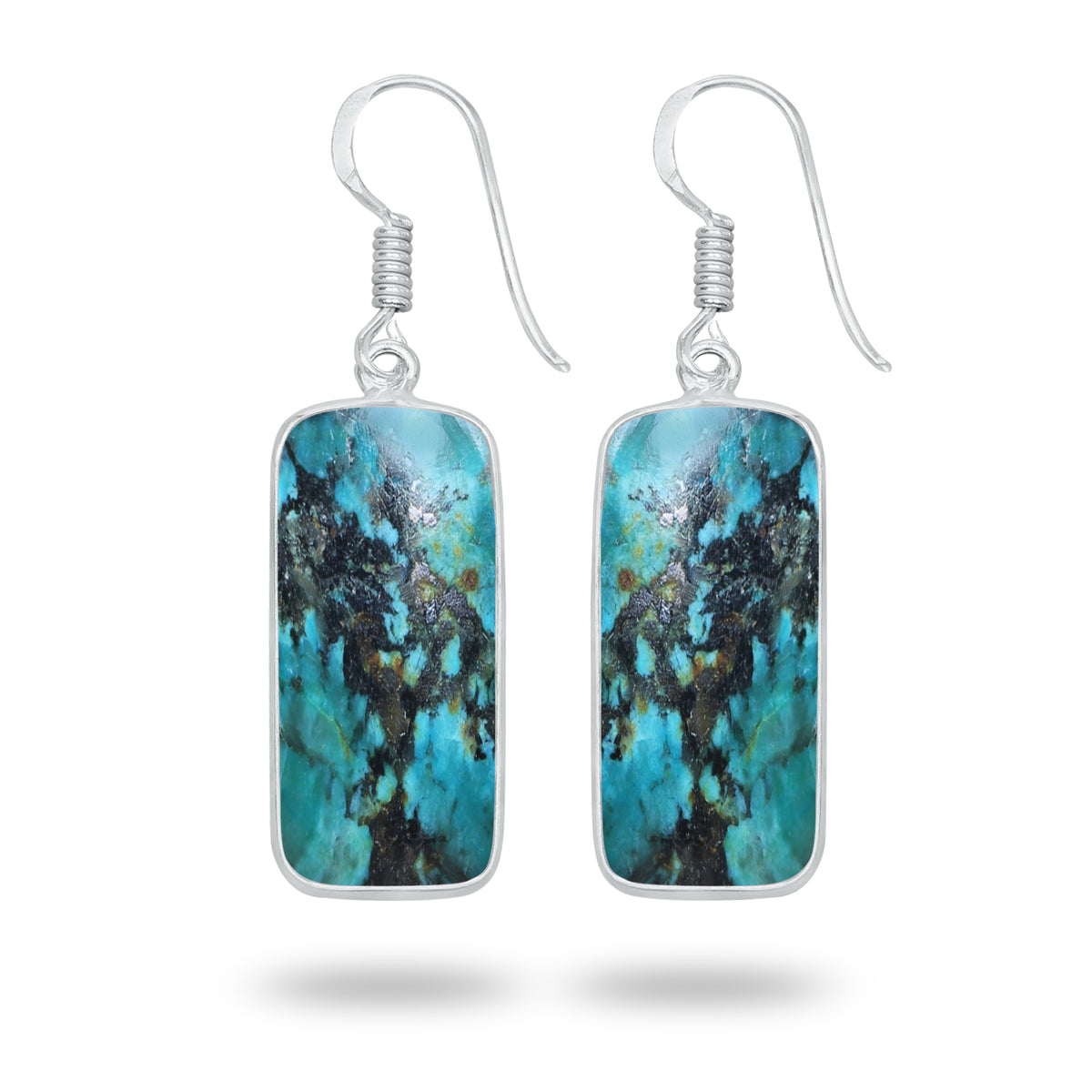 Chrysocolla Earrings – Silver-Plated Bezel, Handmade Design | Made to Order