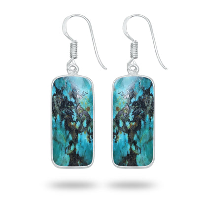 Chrysocolla Earrings – Silver-Plated Bezel, Handmade Design | Made to Order