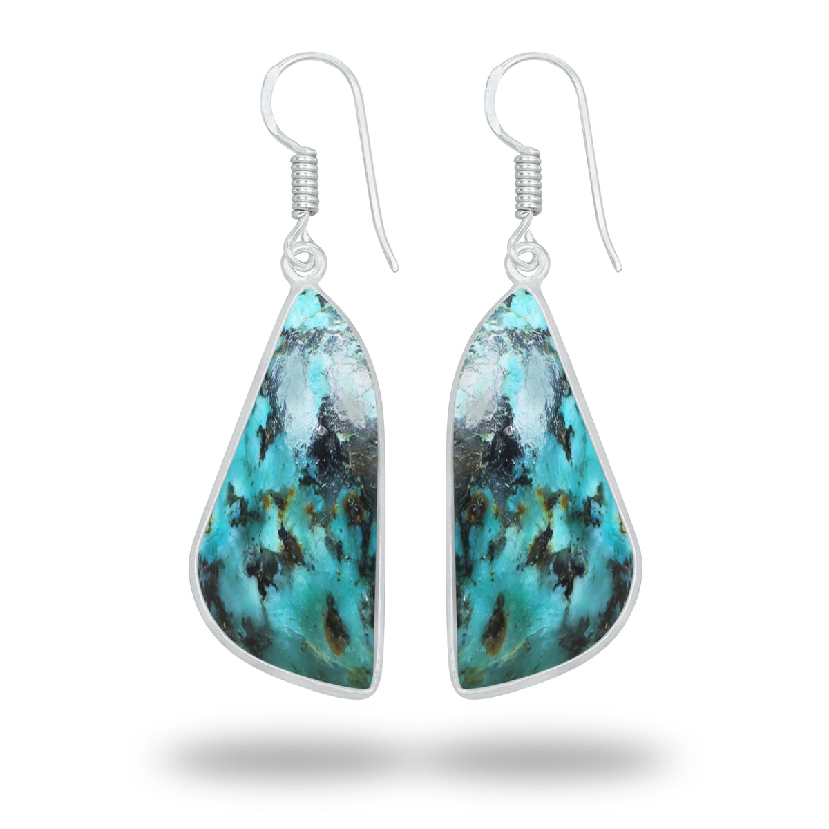 Chrysocolla Earrings – Silver-Plated Bezel, Handmade Design | Made to Order