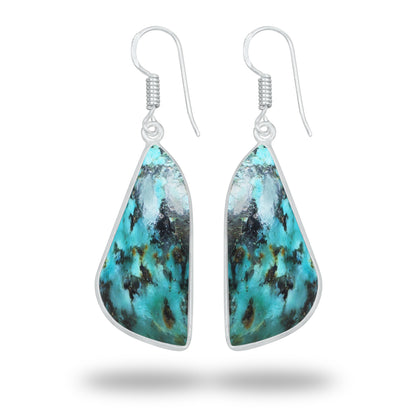 Chrysocolla Earrings – Silver-Plated Bezel, Handmade Design | Made to Order