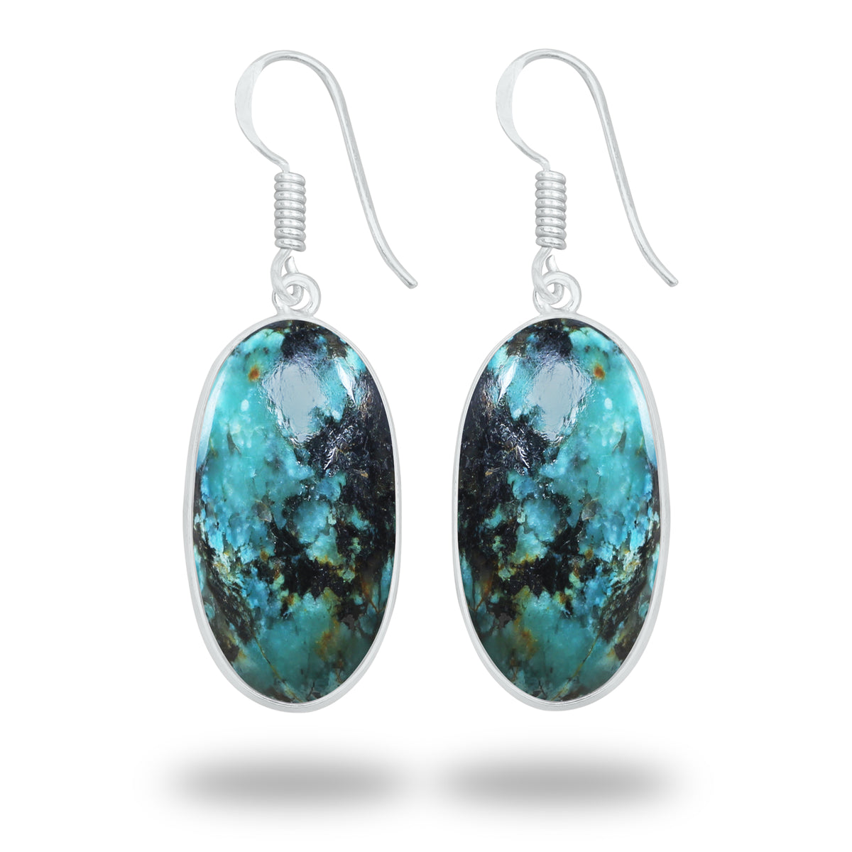 Chrysocolla Earrings – Silver-Plated Bezel, Handmade Design | Made to Order