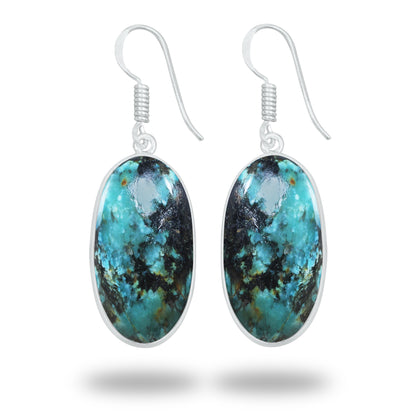 Chrysocolla Earrings – Silver-Plated Bezel, Handmade Design | Made to Order
