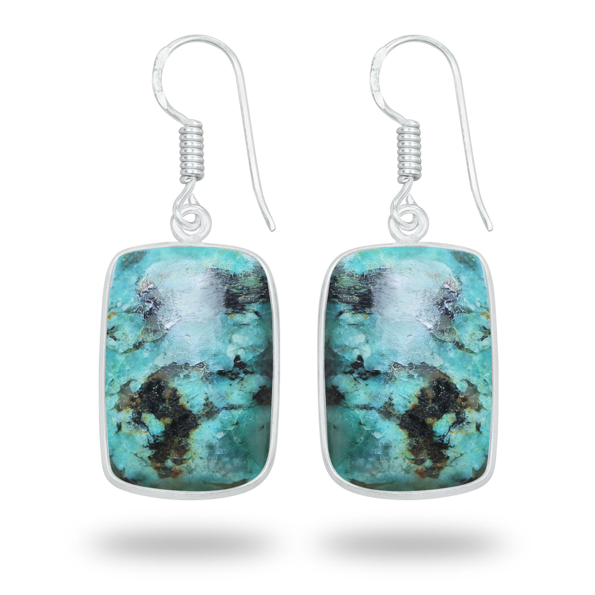 Chrysocolla Earrings – Silver-Plated Bezel, Handmade Design | Made to Order