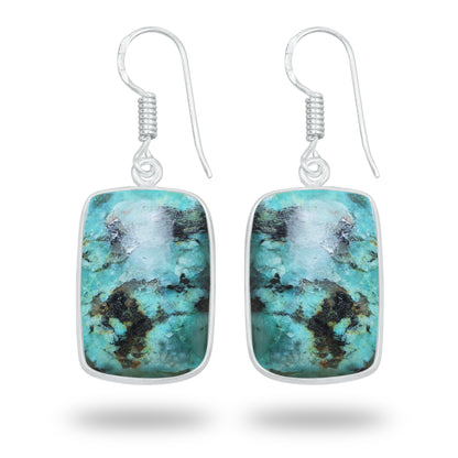 Chrysocolla Earrings – Silver-Plated Bezel, Handmade Design | Made to Order