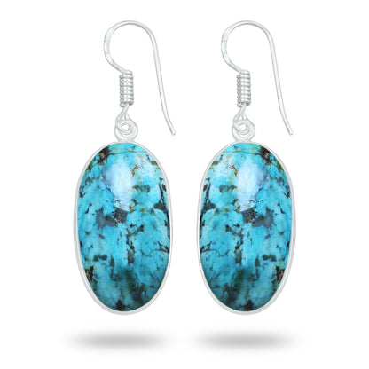 Chrysocolla Earrings – Silver-Plated Bezel, Handmade Design | Made to Order
