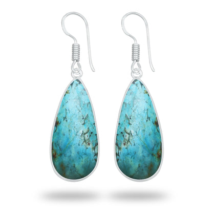 Chrysocolla Earrings – Silver-Plated Bezel, Handmade Design | Made to Order