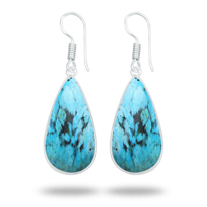 Chrysocolla Earrings – Silver-Plated Bezel, Handmade Design | Made to Order