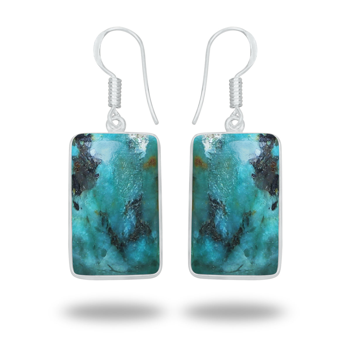 Chrysocolla Earrings – Silver-Plated Bezel, Handmade Design | Made to Order