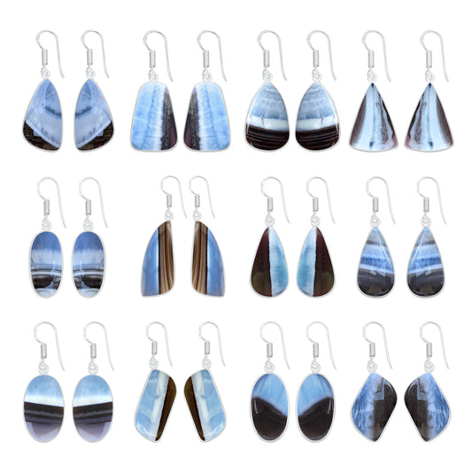 Owyhee Blue Opal Earrings – Minimalist, Silver-Plated | Wholesale Simple works Jewelry