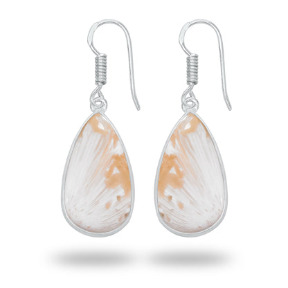 Peach Scolecite Earrings – Silver-Plated Bezel, Handmade Design | Made to Order