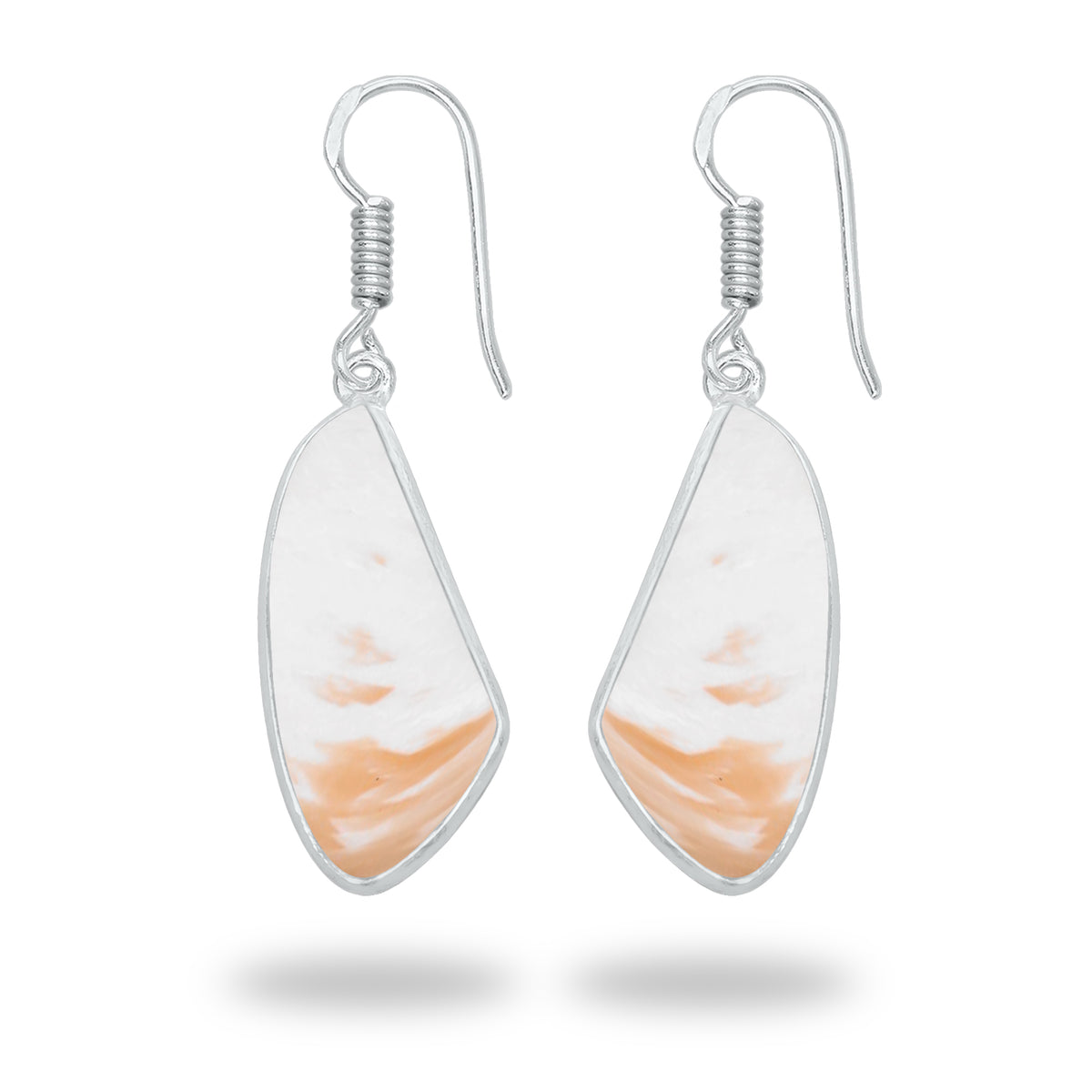 Peach Scolecite Earrings – Silver-Plated Bezel, Handmade Design | Made to Order