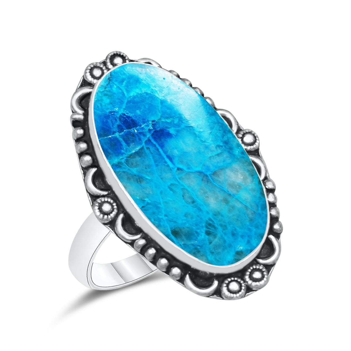 Azurite Chrysocolla Rings – Silver-Plated, Handmade, Ocean Blue (US Sizes 6–10, Non-Adjustable) | Wholesale