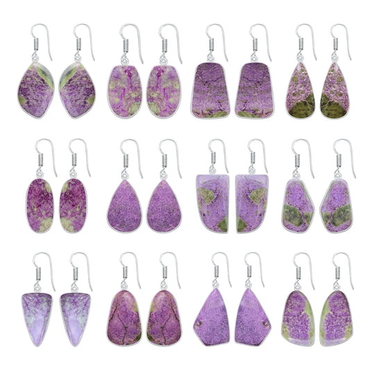 Stichtite Earrings – Silver-Plated Bezel, Handmade Design