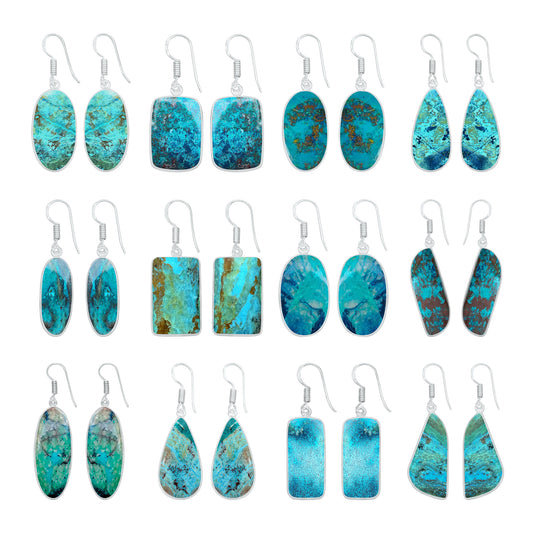 Shattuckite Earrings – Silver-Plated Bezel, Handmade Design | Made to Order