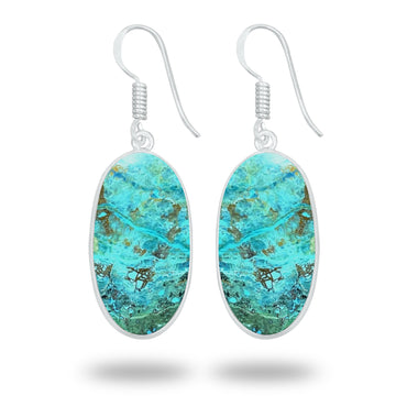 Shattuckite Earrings – Silver-Plated Bezel, Handmade Design | Made to Order