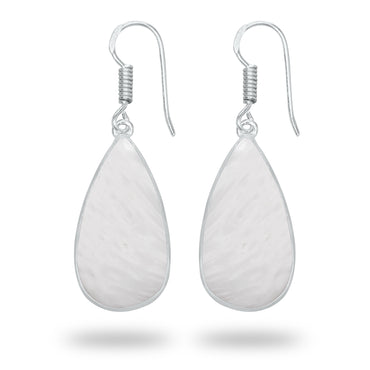 White Scolecite Earrings – Silver-Plated Bezel, Handmade Design | Made to Order