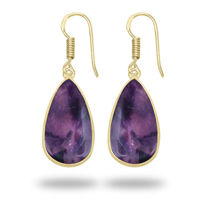 Amethyst Earrings – 18K Gold-Plated Bezel, Handmade Minimal Design | Made to Order