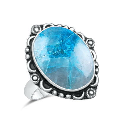 Azurite Chrysocolla Rings – Silver-Plated, Handmade, Ocean Blue (US Sizes 6–10, Non-Adjustable) | Wholesale