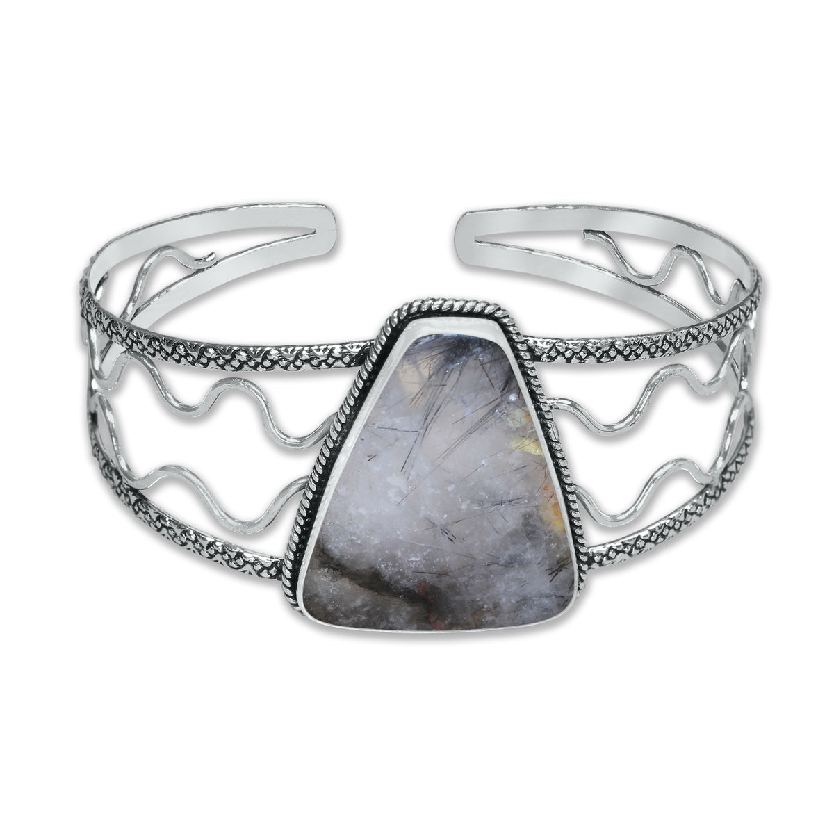 Chunky Gemstone Cuff Bangles – Silver-Plated, Handmade, Bold Boho Style | Wholesale